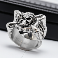 Talon Skull Ring "Freedom or Death" Stainless Steel Heavy Metal Jewelry Men's SR62
