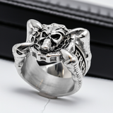 Talon Skull Ring "Freedom or Death" Stainless Steel Heavy Metal Jewelry Men's SR62