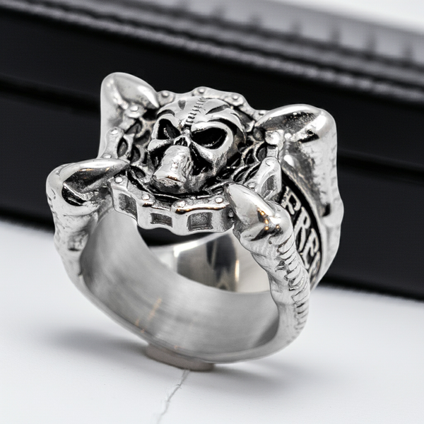 Talon Skull Ring "Freedom or Death" Stainless Steel Heavy Metal Jewelry Men's SR62