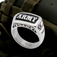 "ARMY" Signet Ring Enameled USA Military Stainless-Steel Unisex sizes 5-15 Heavy Metal Jewelry SR63