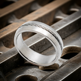 Inlaid Cable Satin Finish Comfort Fit Ring Unisex Stainless Steel Wedding Band SR65