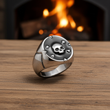 Round Pirate Skull & Crossbones Ring Heavy Biker Jewelry Stainless Steel SR66