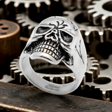 Cracked Skull Biker Ring Men's Stainless Steel SR68