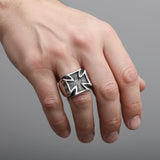Black Iron Cross Ring Men's Heavy Duty Ring Stainless Steel SR69