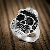 Top Hat Skull Ring Men's Stainless-Steel Old-School Biker Ring SR6