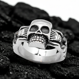 Hot Skull Ring with Two Hot Women Men's Stainless Steel SR70