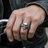 Hot Skull Ring with Two Hot Women Men's Stainless Steel SR70