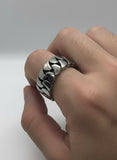 Woven Curb Chain Ring or Wedding Band Unisex Biker Jewelry Stainless Steel SR74
