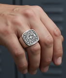 Firefighter's Maltese Cross Ring Black Stainless Steel Firefighter Ring SR75