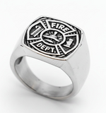 Black Firefighter's Maltese Cross Ring Unisex Firefighter Ring Stainless Steel SR75