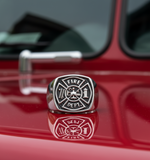 Firefighter's Maltese Cross Ring Black Stainless Steel Firefighter Ring SR75