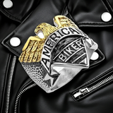 American Biker Eagle Ring Unisex Two-Tone Goldtone & Stainless Steel SR77