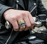 American Biker Eagle Ring Unisex Two-Tone Goldtone & Stainless Steel SR77