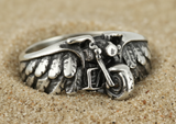 Winged Motorcycle Ring Unisex Biker Jewelry Stainless Steel SR78