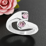 Pink Wrench Ring Ladies October CZs Birthstone Ring Stainless Steel SR79