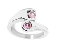 Ladies Wrench Ring October Pink CZs Stainless Steel  SR79