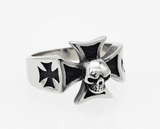 Small Iron Cross & Skull Ring Unisex Biker Jewelry Stainless Steel SR81S