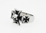 Small Iron Cross & Skull Ring Unisex Biker Jewelry Stainless Steel SR81S
