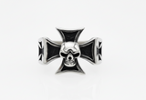 Small Iron Cross & Skull Ring Unisex Biker Jewelry Stainless Steel SR81S