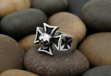 Small Iron Cross & Skull Ring Unisex Biker Jewelry Stainless Steel SR81S