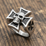 Iron Cross & Skull Ring Unisex Biker Jewelry Stainless Steel SR81