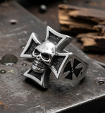 Iron Cross & Skull Ring Unisex Biker Jewelry Stainless Steel SR81