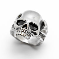 Long Jaw Skull Ring with Wings Biker Jewelry Ring Stainless Steel SR83