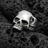 Long Jaw Skull Ring with Wings Biker Ring Stainless Steel SR83