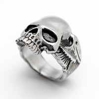 Long Jaw Skull Ring with Wings Biker Jewelry Ring Stainless Steel SR83
