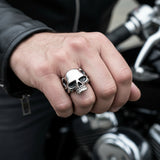 Long Jaw Skull Ring with Wings Biker Ring Stainless Steel SR83