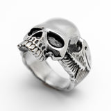 Long Jaw Skull Ring with Wings Biker Jewelry Ring Stainless Steel SR83
