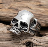 Long Jaw Skull Ring with Wings Biker Ring Stainless Steel SR83