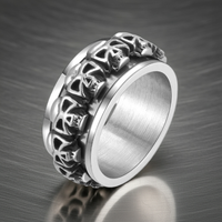 Skulls Spinner Ring Biker Wedding Band Stainless Steel SR8