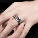 Skulls Spinner Ring Biker Unisex Wedding Band Stainless Steel SR8