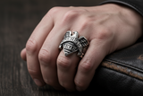 American Biker Ring Eagle Banner Unisex Biker Stainless Steel SR93