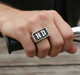 "HD" Signet Ring Biker Stainless Steel Heavy Metal Jewelry SR95