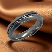 Beaded Chain Comfort Fit Ring Unisex Wedding Band Stainless Steel SR9
