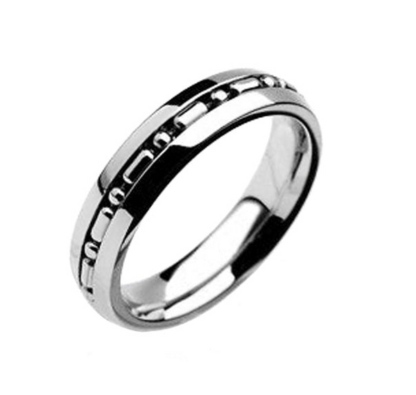 Beaded Chain Comfort Fit Ring Unisex Wedding Band Stainless Steel SR9