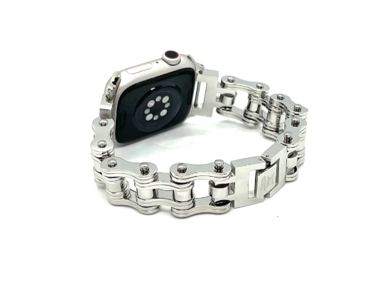 Men's Bike Chain Watch Band Fits Apple Stainless Steel Motorcycle Watch Band W10