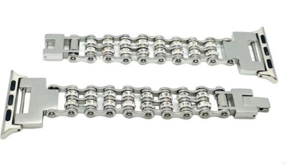 Mini Bike Chain Watch Band Ladies Double Bling Motorcycle Tennis Bracelet W2