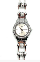 Bike Chain Tennis Bling Watch Bling Bezel Ladies Stainless Steel Watch W3