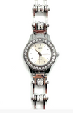Bike Chain Tennis Bling Watch Bling Bezel Ladies Stainless Steel Watch W3