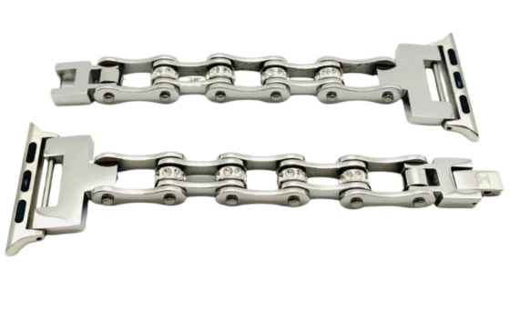 Bling Bike Chain Watch Band Polished Stainless Steel Motorcycle Watch Band W6