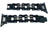 Men's Bike Chain Watch Band Fits Apple Black and Silver Stainless Steel W9