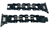 Men's Bike Chain Watch Band Fits Apple Black and Silver Stainless Steel W9