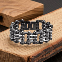 Gent's Primary Motorcycle Bike Chain Bracelet Black Stainless Steel SB177