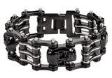 Heavy Metal Jewelry Men's Primary Motorcycle Bike Chain Skull Bracelet Black/Silver Stainless Steel SB1170