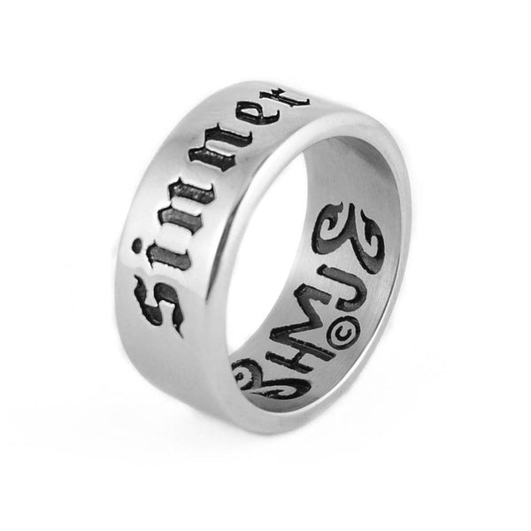 10mm Unisex Wedding Band Ring "SINNER" Stainless Steel SR172