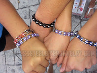 Heavy Metal Jewelry Ladies Motorcycle Bike Chain Stainless Steel Bracelet Silver & Blue Crystals SB1205