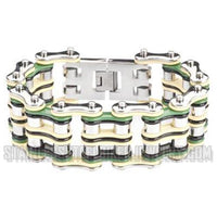 Heavy Metal Jewelry Men's Motorcycle Bike Chain Bracelet Multi-Colored Links Stainless Steel SB1135